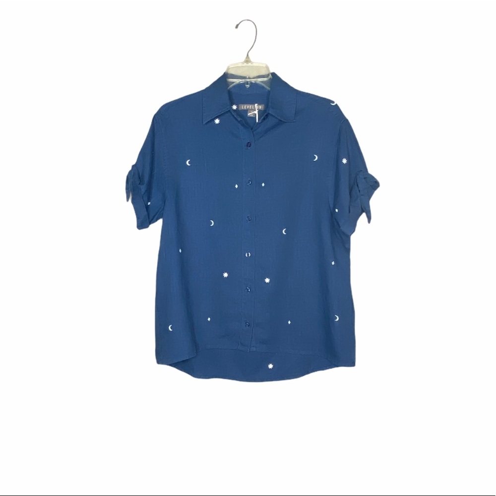 Level 99 Brie Embroidered Button Down Blouse XS